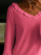 Ruffle V-neck Bell Sleeve Blouse (4)