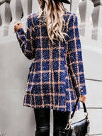 Plaid Tweed Double-breasted Coat (15)