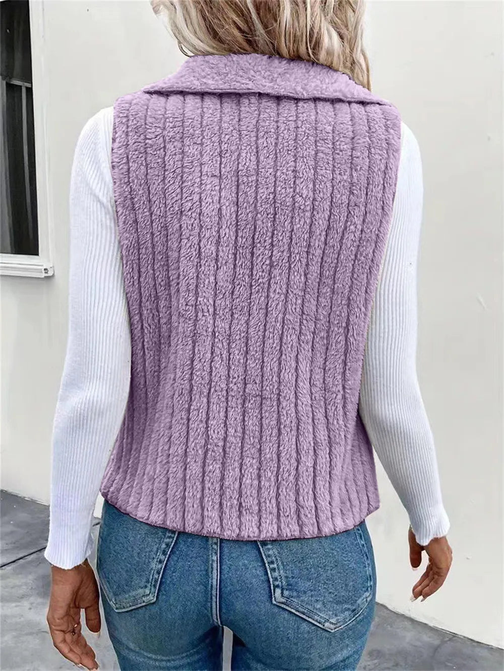Open Front Fuzzy Vest Coat (17)