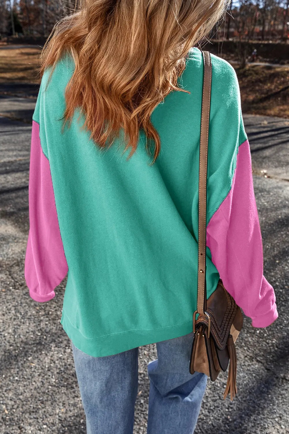 Contrast Round Neck Long Sleeve Sweatshirt (13)