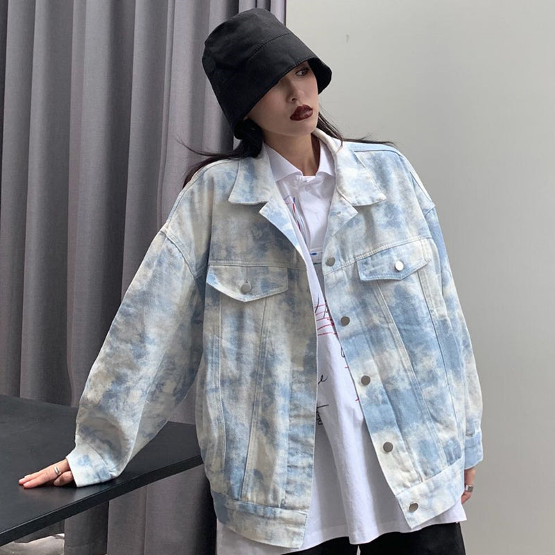 Tie-dye Denim Jacket Peplum Loose photo 1