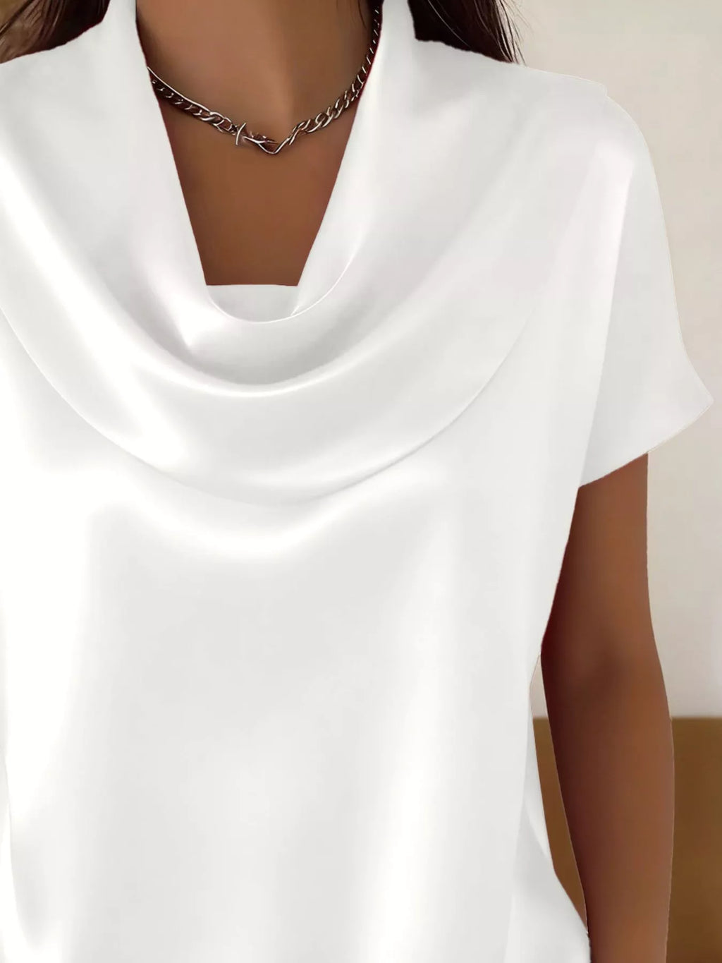 Cowl Neck Short Sleeve Blouse (8)