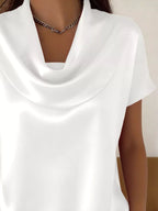 Cowl Neck Short Sleeve Blouse (8)