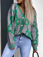 Geometric Dropped Shoulder Button Down Cardigan (10)