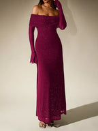 Glitter Off-shoulder Maxi Dress (22)