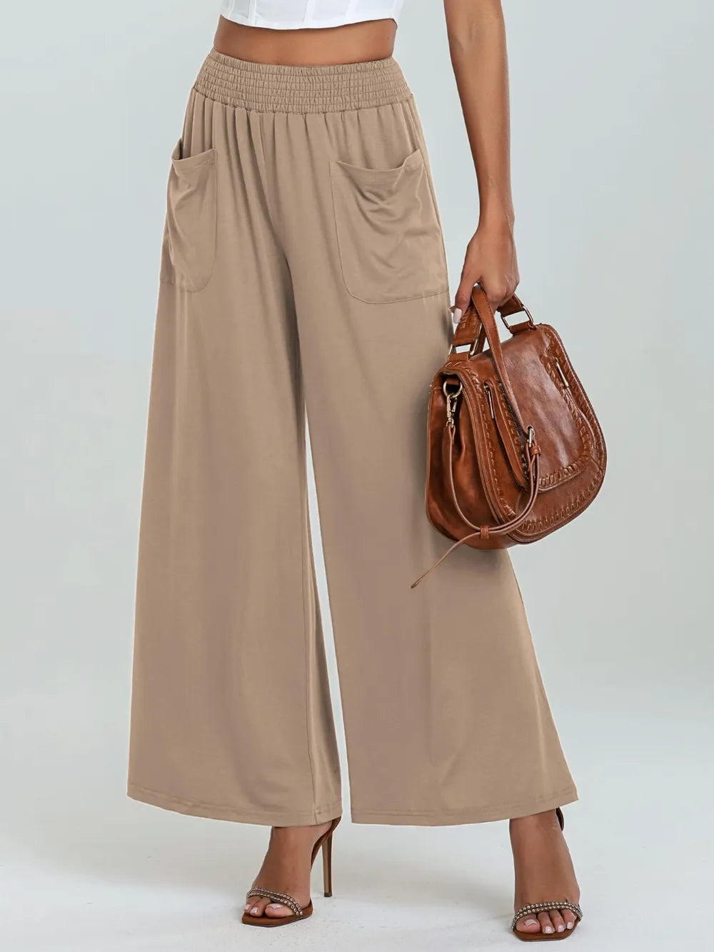 Pocketed Elastic Waist Wide Leg Pants (12)