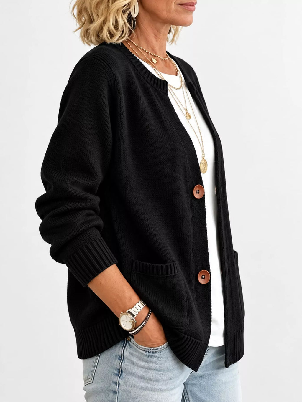 Full Size Button-down Knit Cardigan Plus (13)