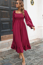 Smocked Ruffle Hem Flounce Sleeve Dress (10)
