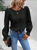 Lace Trim Long Sleeve Blouse (2)