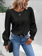 Lace Trim Long Sleeve Blouse (2)