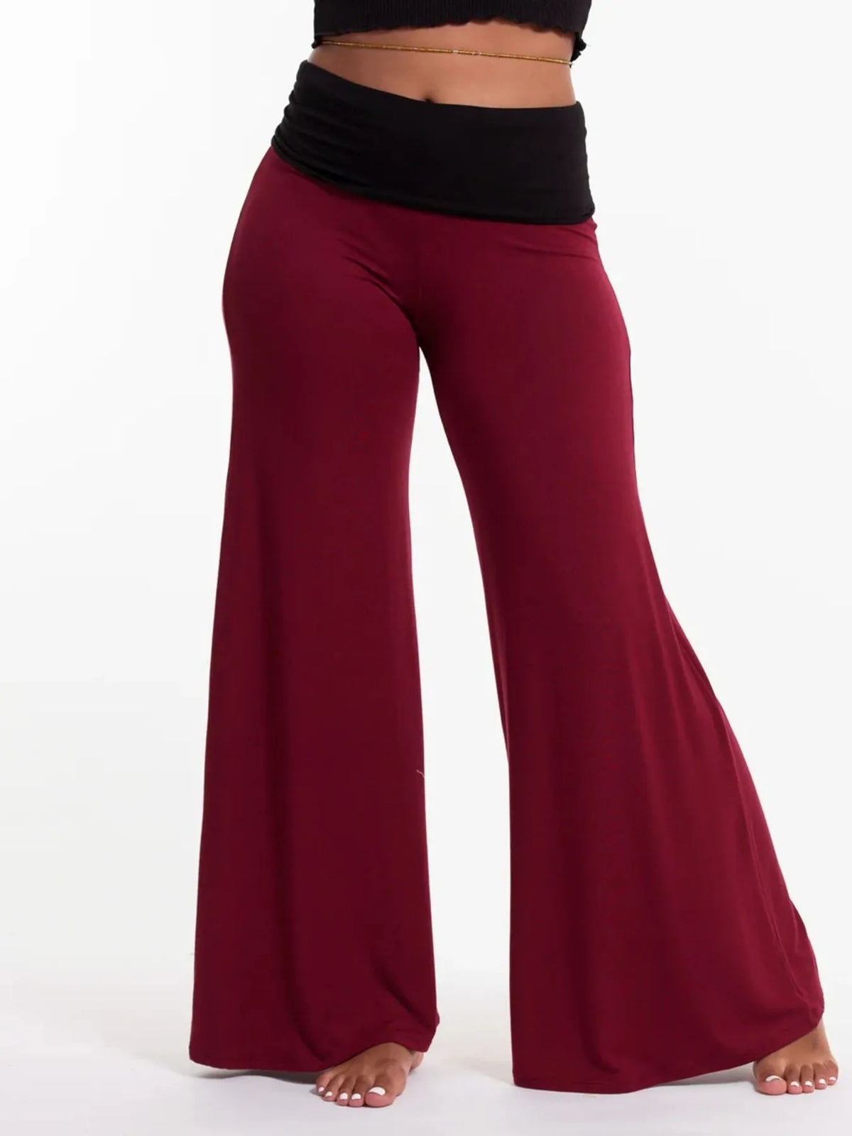 High Waisted Wide Leg Yoga Pants Contrast Waistband (10)