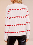 Heart Pattern Dropped Shoulder Sweater (3)