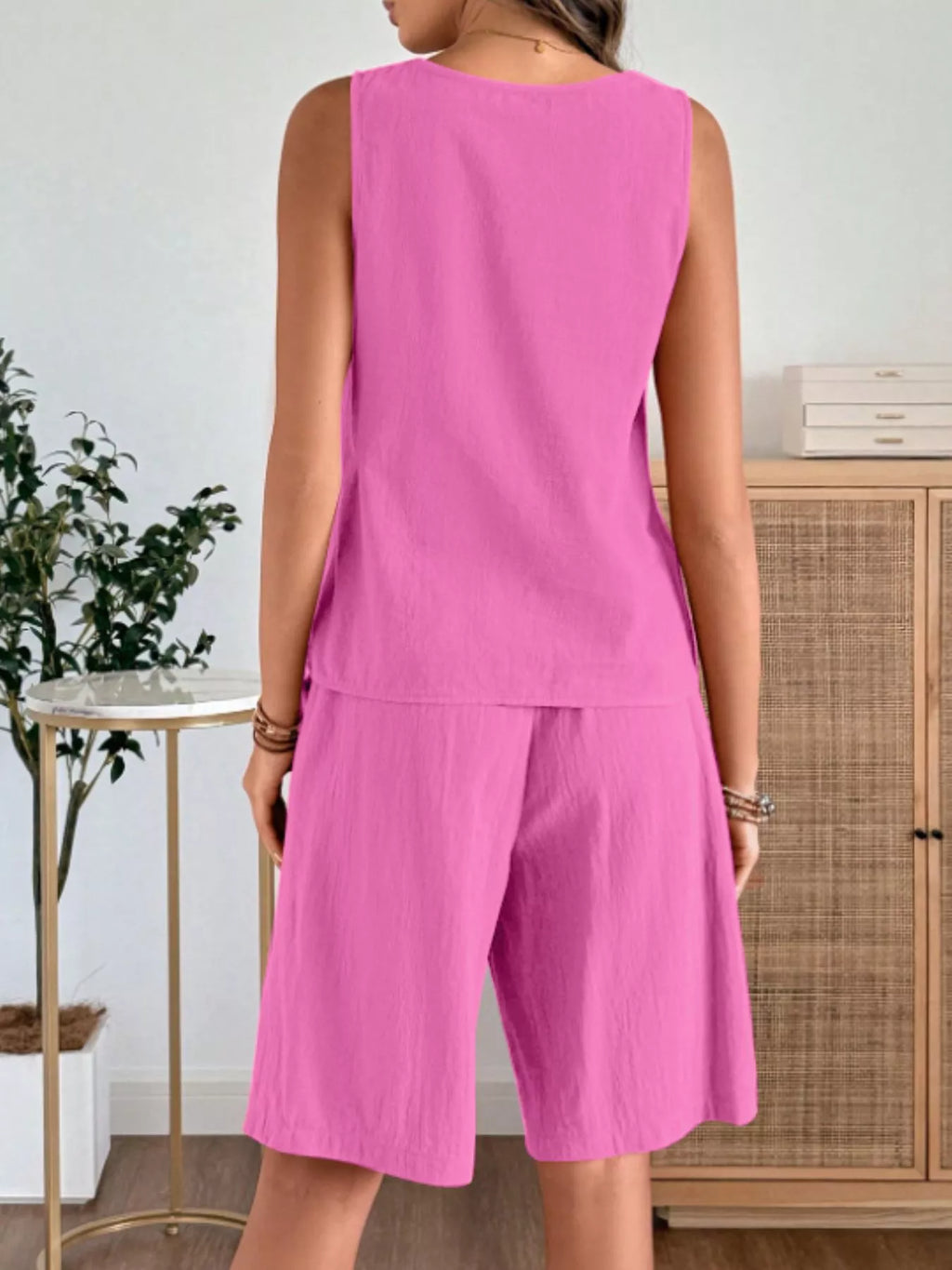 Round Neck Tank Shorts Set (19)