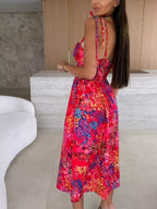 Printed Tie-strap Midi Dress (8)
