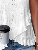 V-neck Eyelet Ruffled Tank Top (2)