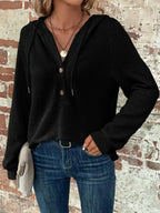 Waffle Knit Button Detail Hoodie (15)