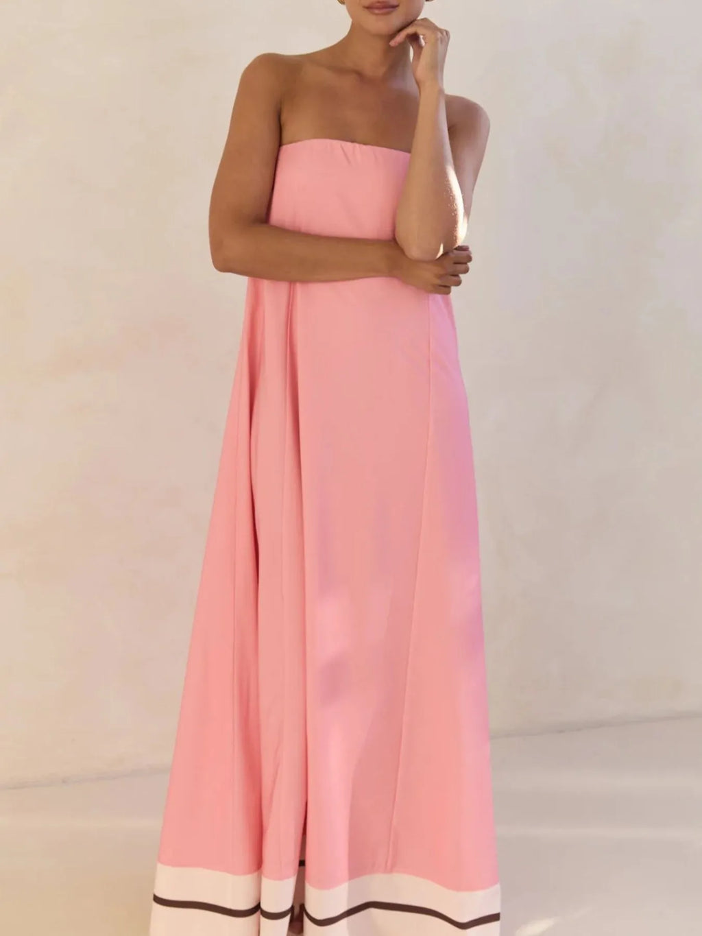 Smocked Printed Tube Maxi Dress (28)
