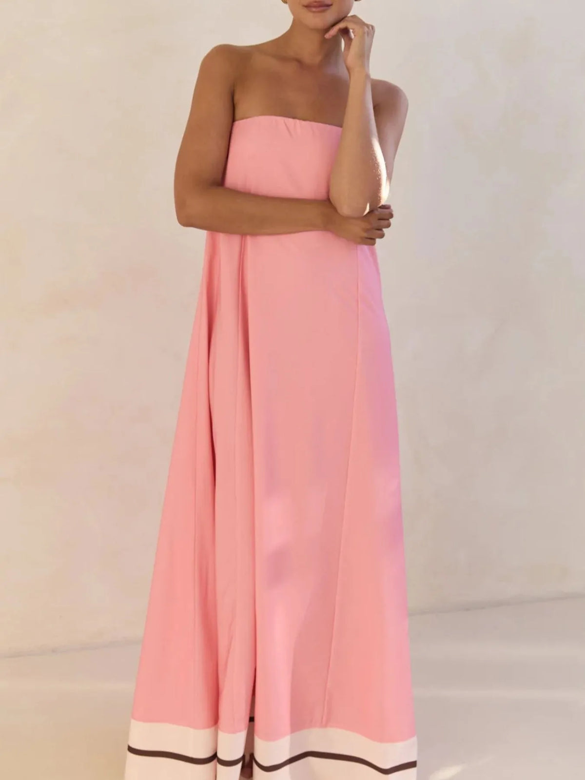 Smocked Printed Tube Maxi Dress (28)