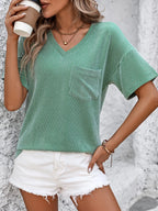 V-neck Dropped Shoulder T-shirt (23)