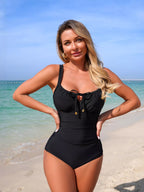 Ruched Tie-front One-piece Swimsuit (9)