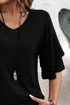 V-neck Half Sleeve Blouse (24)