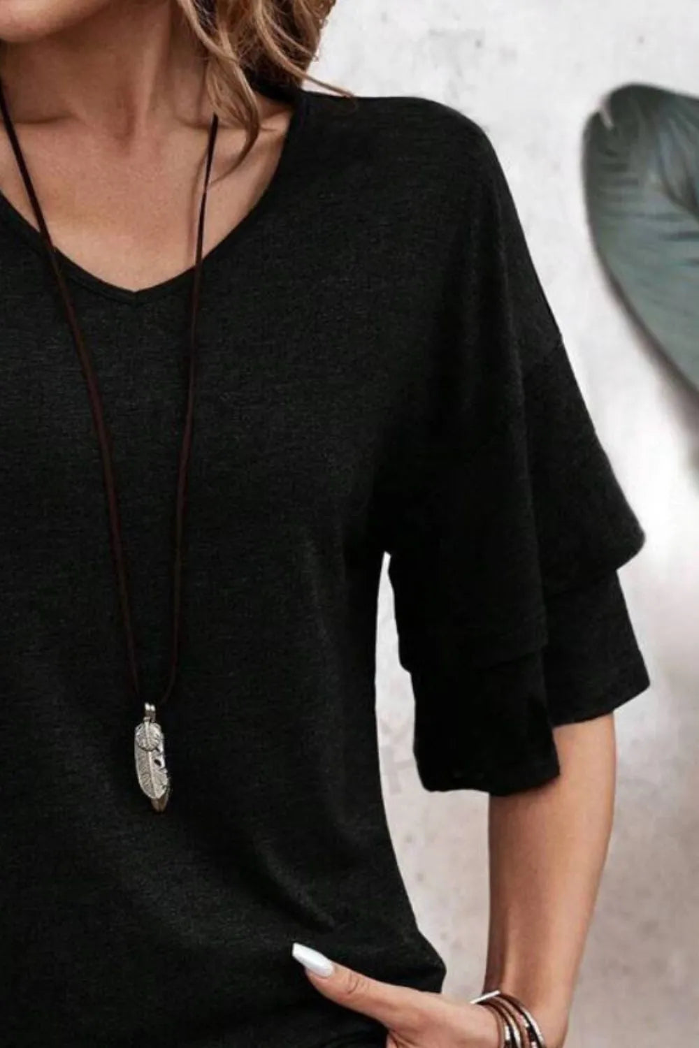 V-neck Half Sleeve Blouse (24)