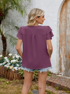 Cutout Round Neck Short Sleeve Blouse (6)