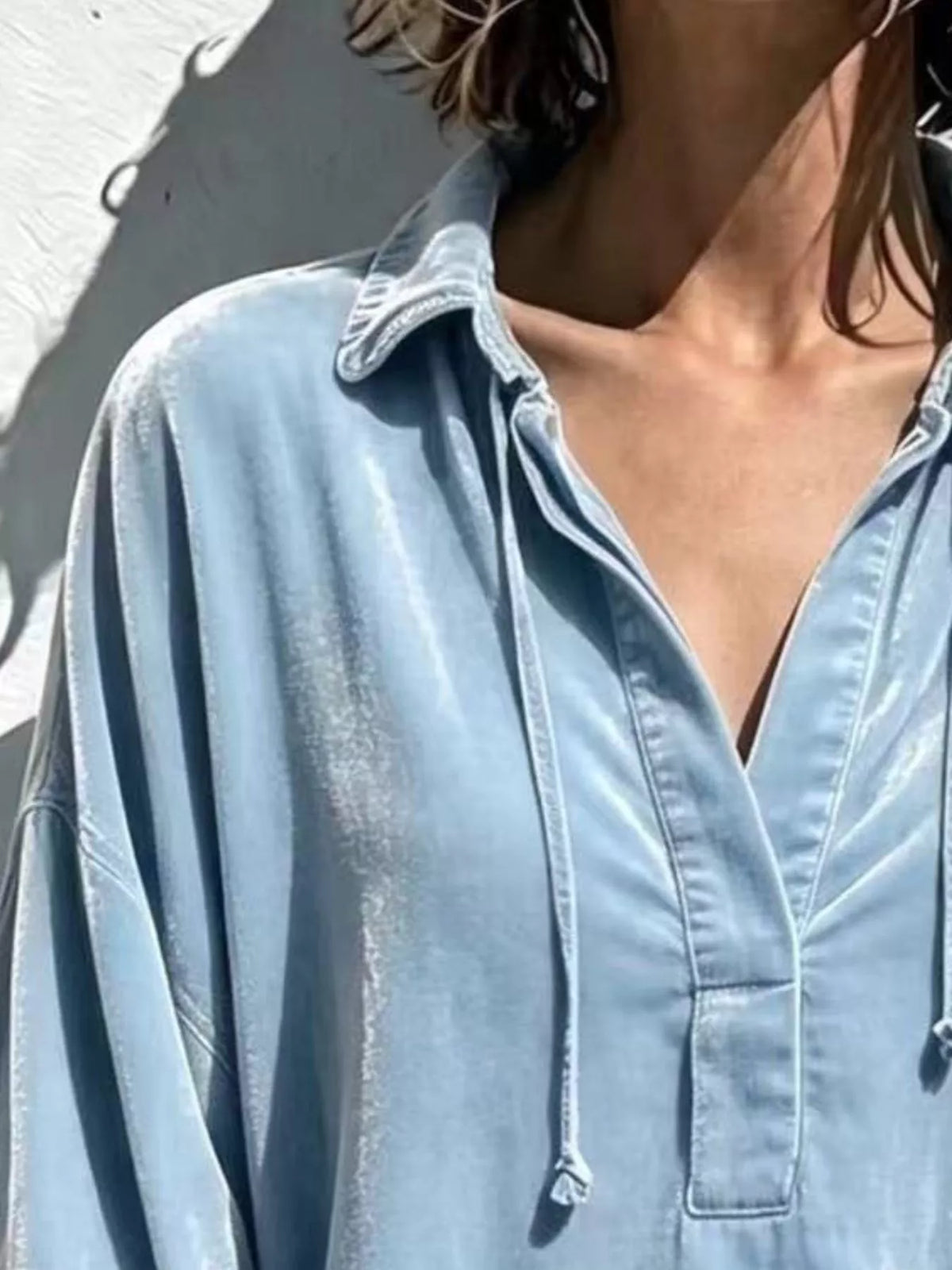 Oversized Velvet Drawstring Blouse (8)