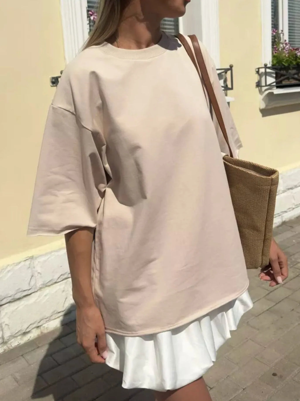 Round Neck Half Sleeve Oversized T-shirt (3)