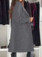 Lapel Collar Long Sleeve Coat (13)