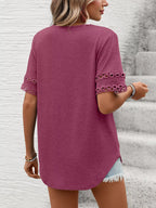 V-neck Hollow-out Sleeve T-shirt (22)