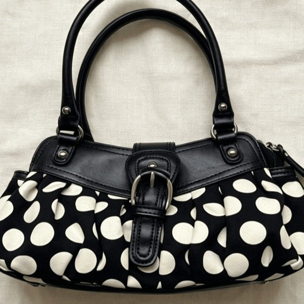 Retro Black-and-white Polka-dot Underarm Shoulder Bag photo 3