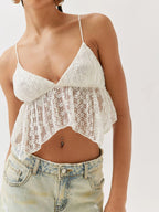 Lace Cropped Cami Flowy Hem (2)