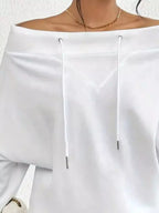 Full Size Off-shoulder Drawstring Long Sleeve Top Plus (17)