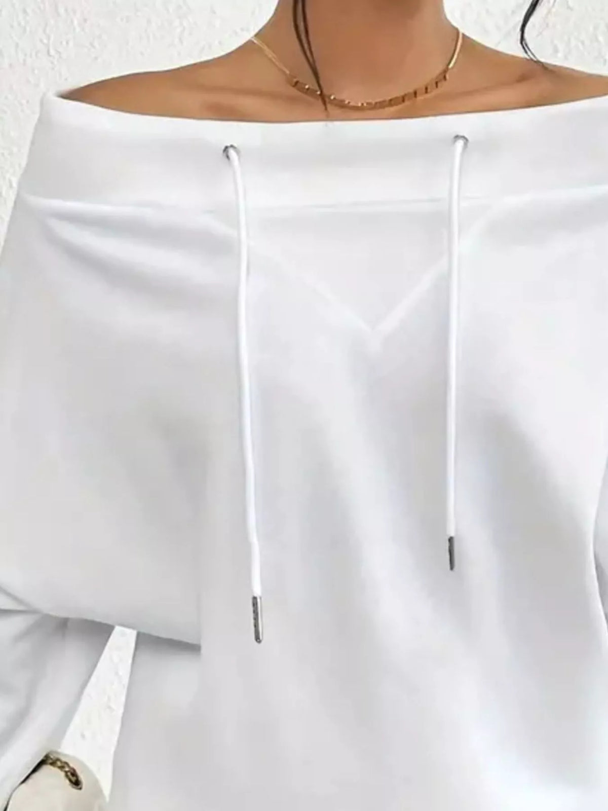Full Size Off-shoulder Drawstring Long Sleeve Top Plus (17)