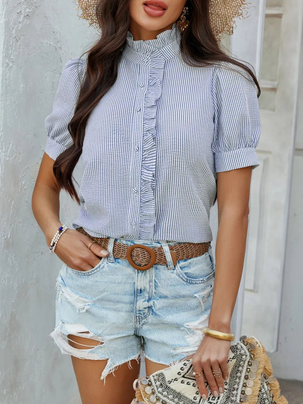 Button Down Striped Short Sleeve Shirt (6)