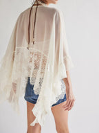 Lace V-neck Ruffle Long Sleeve Cover-up (3)