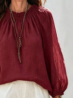 Round Neck Balloon Sleeve Blouse (8)