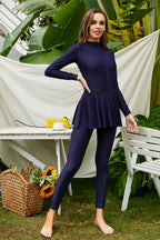 Mock Neck Long Sleeve One-piece Swimwear (3)