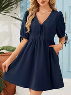 Tie-neck Puff Sleeve A-line Mini Dress (16)