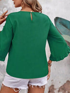 Ruffle Sleeve Solid Color Blouse (15)