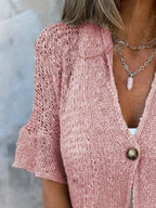Full Size One Button Half Sleeve Cardigan Plus (18)