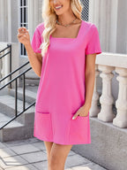 Square Neck Short Sleeve Mini Tee Dress (3)