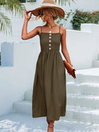 Decorative Button Spaghetti Strap Midi Dress (12)