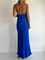 Halter Neck Satin Maxi Dress (9)