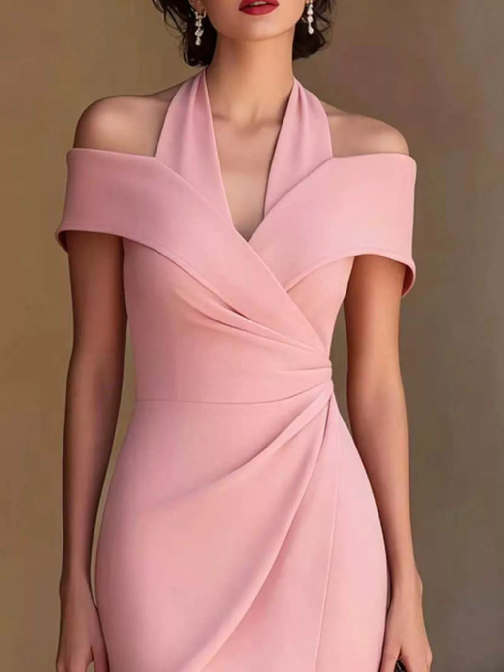 Cold Shoulder Halter Neck Midi Dress (9)