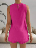 Lace Detail Round Neck Tank Shorts Set (23)