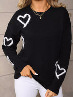 Valentine's Day Heart Print Crew Neck Sweater (7)