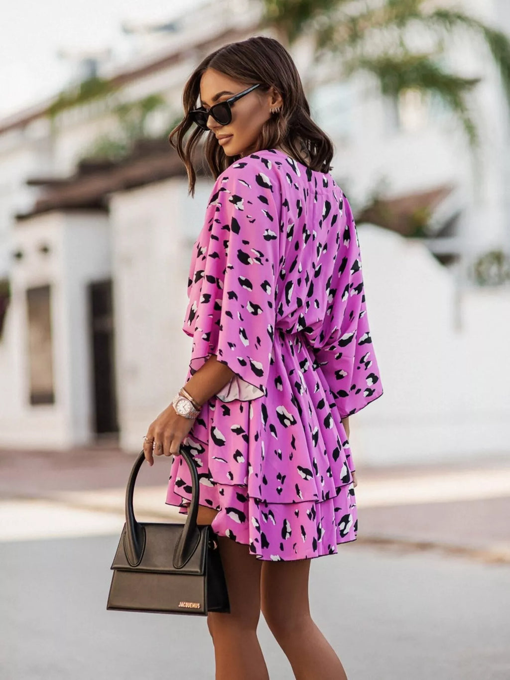 Layered Printed Surplice Mini Dress (11)