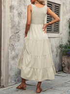 Smocked Scoop Neck Sleeveless Tank Dress (4)